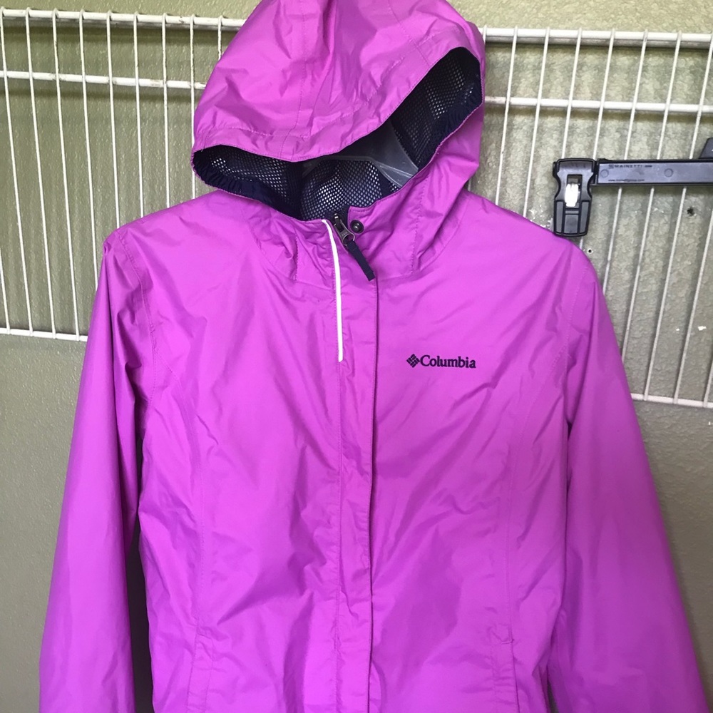 Columbia Girls 12 14 Rain Jacket Wind Coat Purple